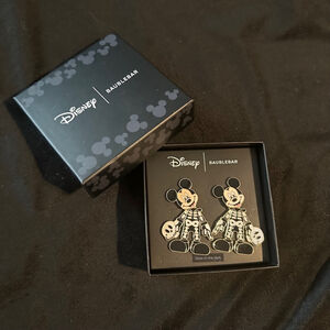 Disney BaubleBar Skeleton Mickey Earrings Halloween Black White Glow in the dark